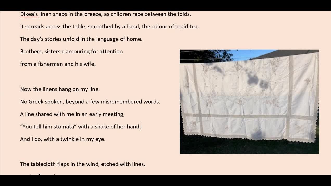 Dikea's Linen - a poem - The poem, 'Dikea's L... - ClickView
